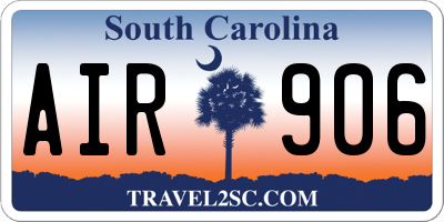 SC license plate AIR906