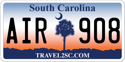 SC license plate AIR908