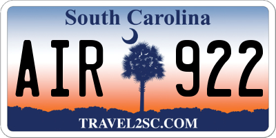 SC license plate AIR922
