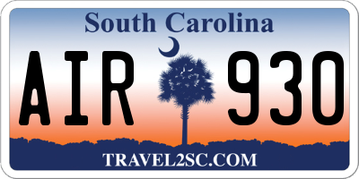 SC license plate AIR930