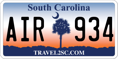 SC license plate AIR934