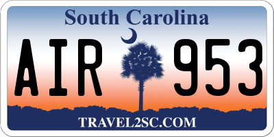 SC license plate AIR953