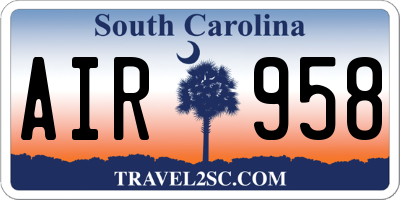 SC license plate AIR958