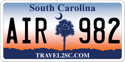 SC license plate AIR982