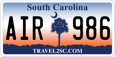 SC license plate AIR986
