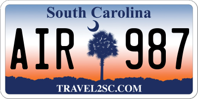 SC license plate AIR987