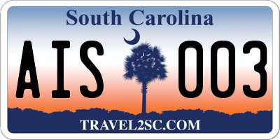SC license plate AIS003