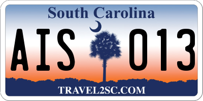 SC license plate AIS013
