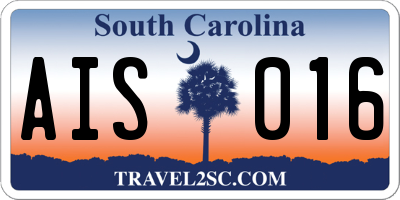 SC license plate AIS016