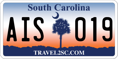 SC license plate AIS019