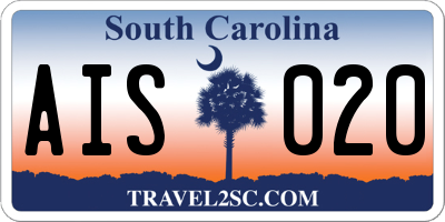 SC license plate AIS020