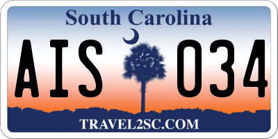 SC license plate AIS034