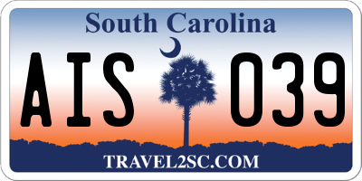 SC license plate AIS039