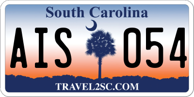 SC license plate AIS054