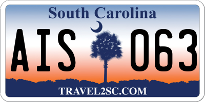 SC license plate AIS063