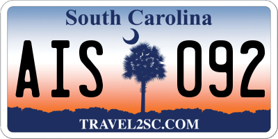 SC license plate AIS092