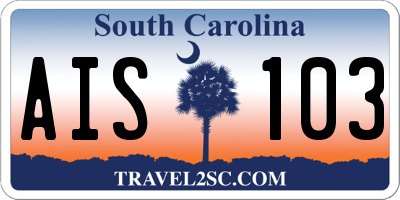SC license plate AIS103