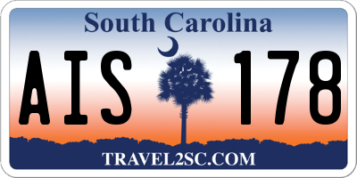 SC license plate AIS178