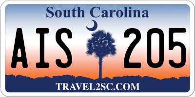 SC license plate AIS205