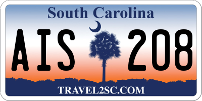 SC license plate AIS208