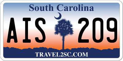 SC license plate AIS209