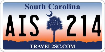 SC license plate AIS214