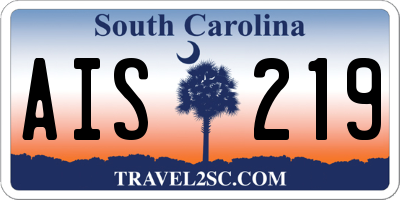 SC license plate AIS219