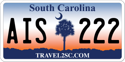 SC license plate AIS222