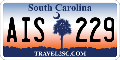 SC license plate AIS229