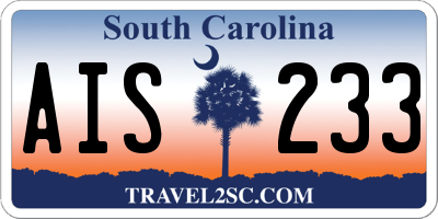 SC license plate AIS233