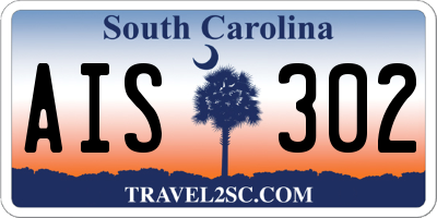 SC license plate AIS302