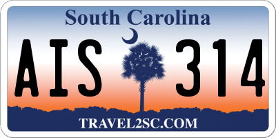 SC license plate AIS314