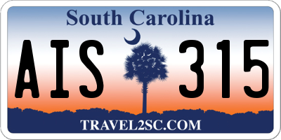SC license plate AIS315
