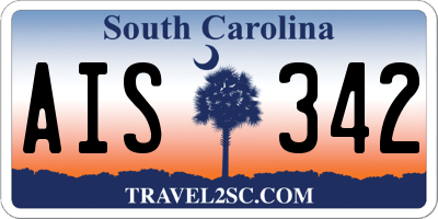 SC license plate AIS342