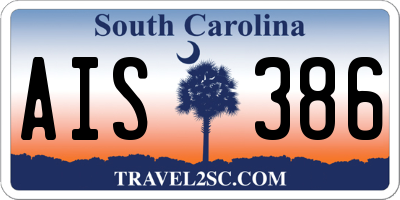 SC license plate AIS386