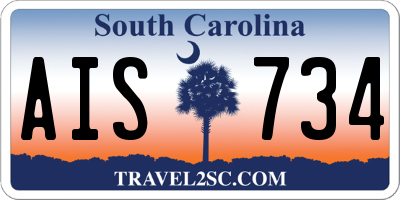 SC license plate AIS734