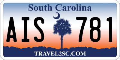 SC license plate AIS781