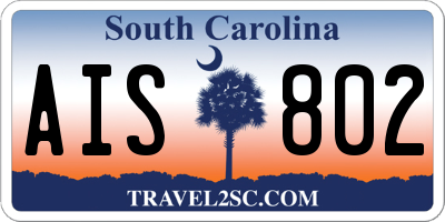 SC license plate AIS802