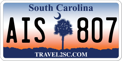SC license plate AIS807