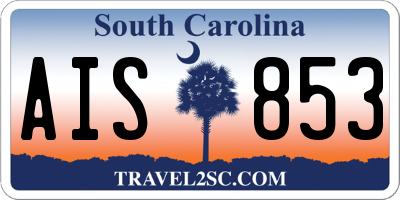 SC license plate AIS853