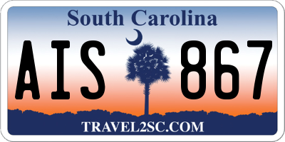 SC license plate AIS867