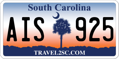 SC license plate AIS925