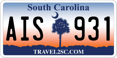 SC license plate AIS931