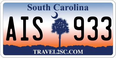 SC license plate AIS933