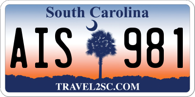 SC license plate AIS981