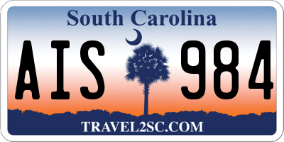 SC license plate AIS984