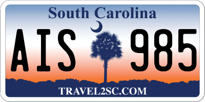 SC license plate AIS985