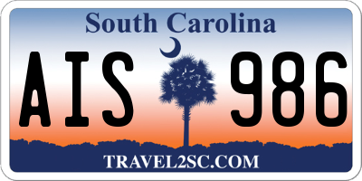 SC license plate AIS986