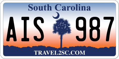 SC license plate AIS987