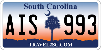 SC license plate AIS993